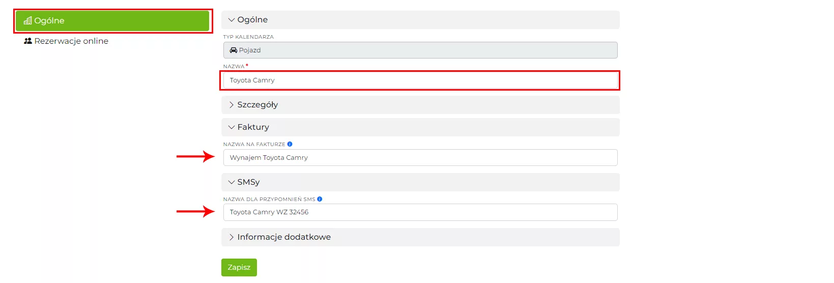 Konfiguracja kalendarza